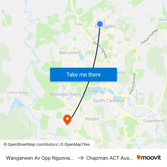 Wanganeen Av Opp Ngunnawal Ps to Chapman ACT Australia map