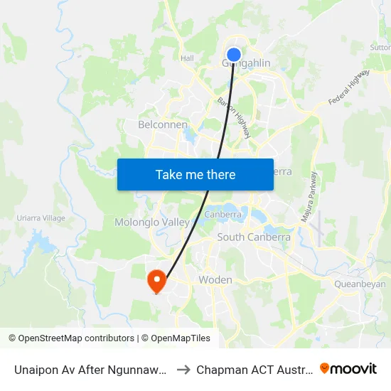 Unaipon Av After Ngunnawal Ps to Chapman ACT Australia map
