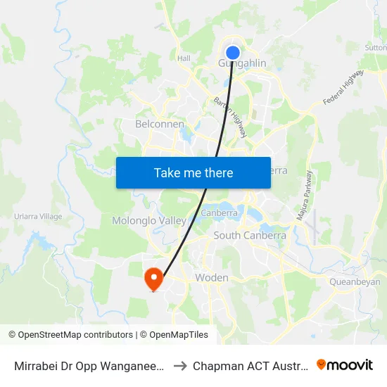 Mirrabei Dr Opp Wanganeen Av to Chapman ACT Australia map