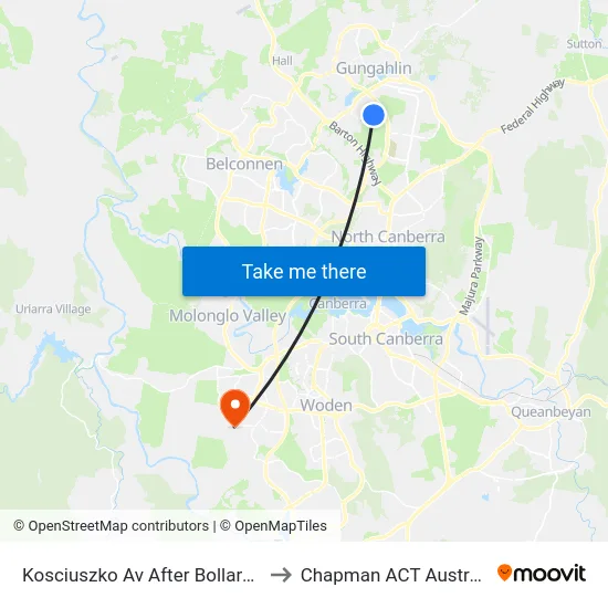 Kosciuszko Av After Bollard St to Chapman ACT Australia map