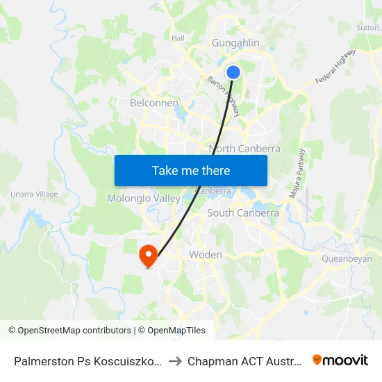 Palmerston Ps Koscuiszko Av to Chapman ACT Australia map