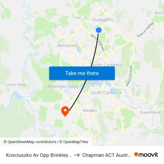 Kosciuszko Av Opp Brinkley Cct to Chapman ACT Australia map