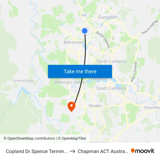 Copland Dr Spence Terminus to Chapman ACT Australia map