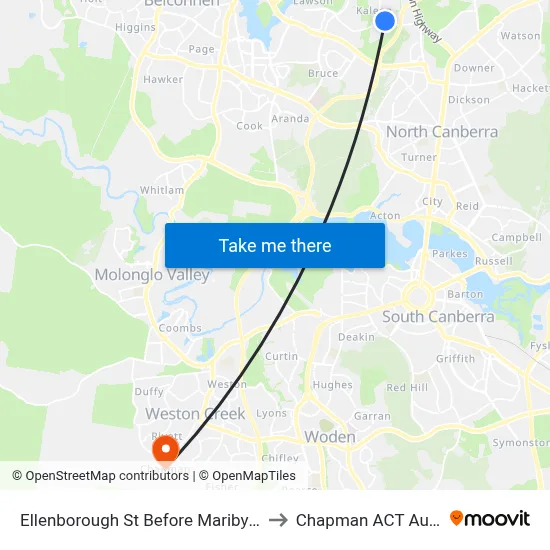 Ellenborough St Before Maribyrnong Av to Chapman ACT Australia map