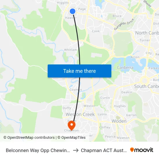 Belconnen Way Opp Chewings St to Chapman ACT Australia map