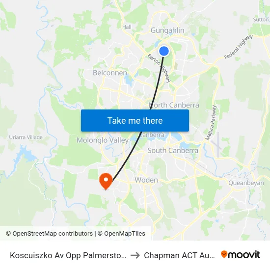 Koscuiszko Av Opp Palmerston Shops to Chapman ACT Australia map