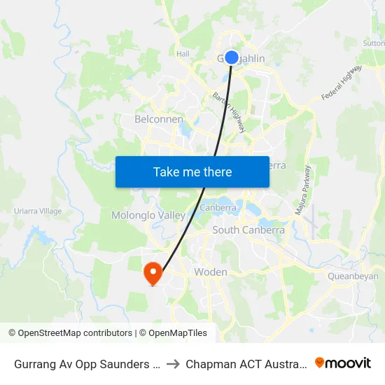 Gurrang Av Opp Saunders St to Chapman ACT Australia map