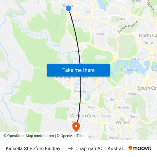 Kinsella St Before Findlay St to Chapman ACT Australia map