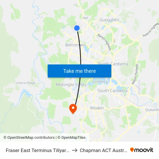 Fraser East Terminus Tillyard Dr to Chapman ACT Australia map