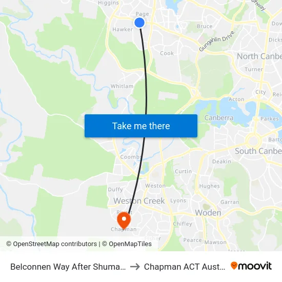 Belconnen Way After Shumack St to Chapman ACT Australia map