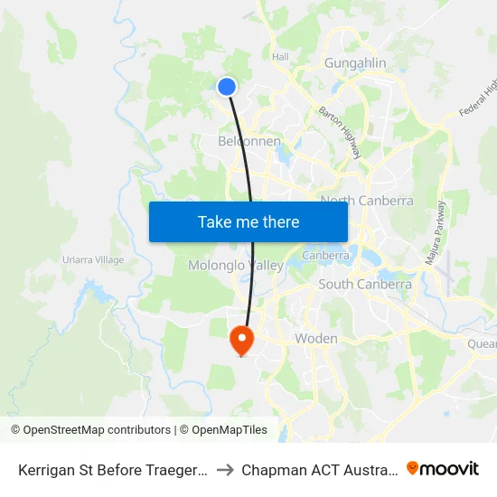 Kerrigan St Before Traeger St to Chapman ACT Australia map