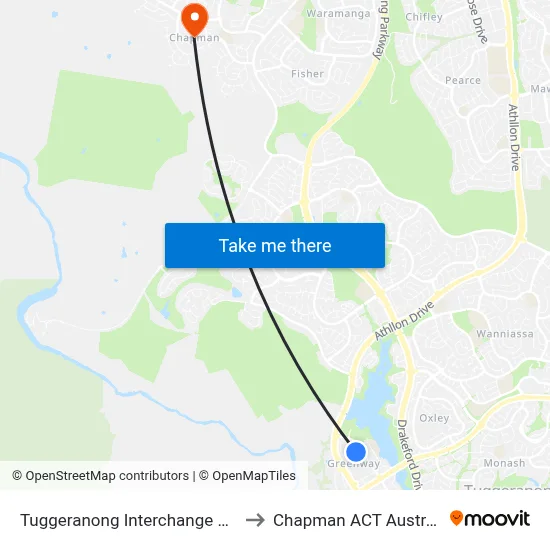 Tuggeranong Interchange Plt 5 to Chapman ACT Australia map