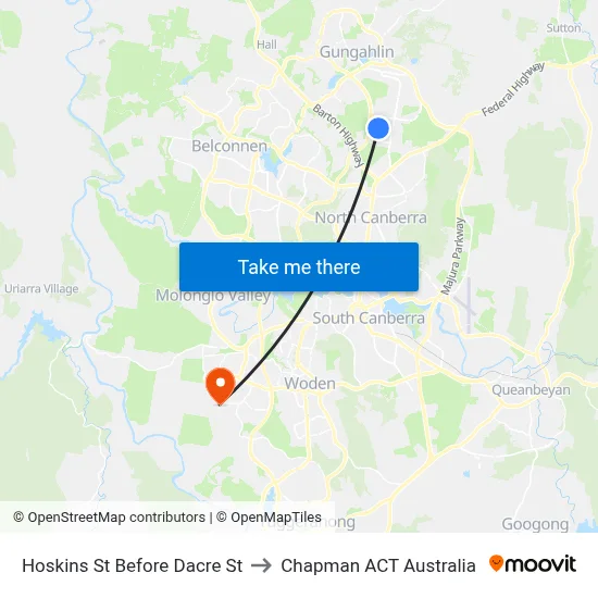 Hoskins St Before Dacre St to Chapman ACT Australia map