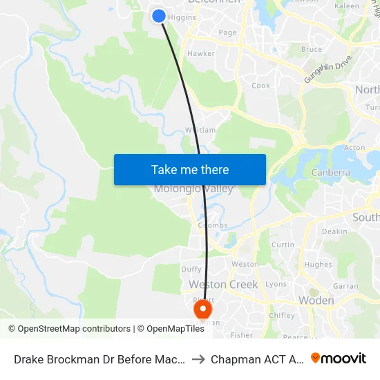 Drake Brockman Dr Before Macnaughton St to Chapman ACT Australia map