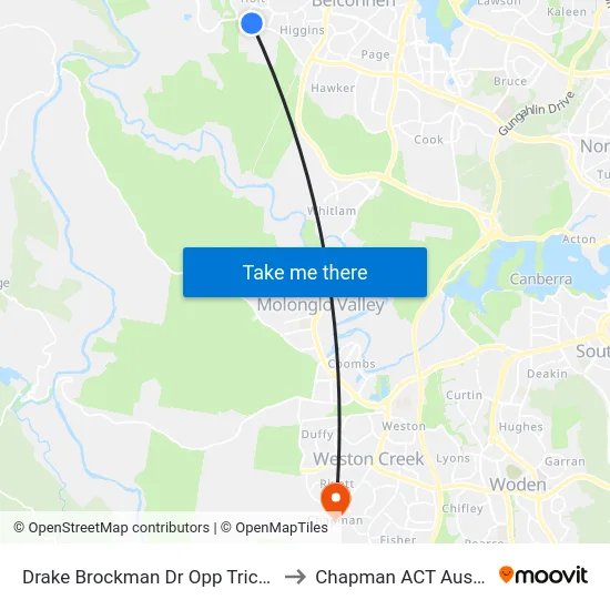 Drake Brockman Dr Opp Trickett St to Chapman ACT Australia map