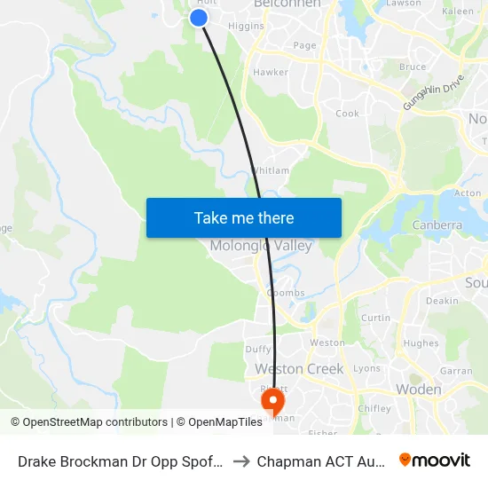 Drake Brockman Dr Opp Spofforth St to Chapman ACT Australia map