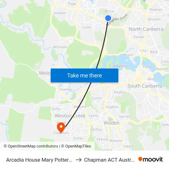 Arcadia House Mary Potter Cct to Chapman ACT Australia map