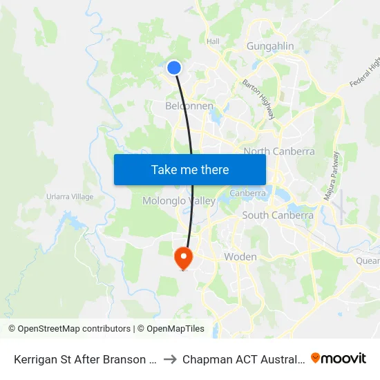 Kerrigan St After Branson St to Chapman ACT Australia map