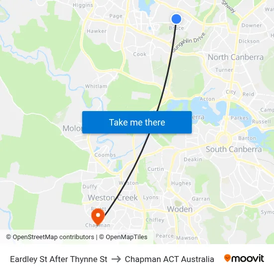 Eardley St After Thynne St to Chapman ACT Australia map