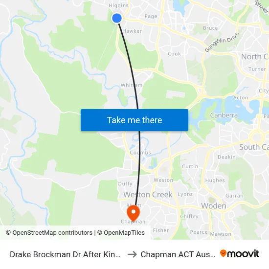 Drake Brockman Dr After Kinsella St to Chapman ACT Australia map