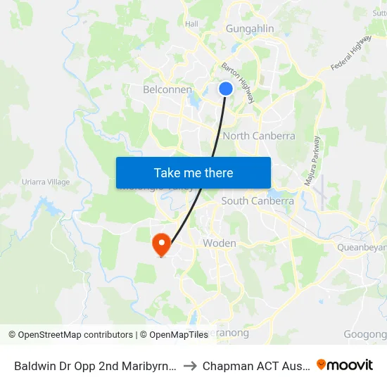 Baldwin Dr Opp 2nd Maribyrnong Av to Chapman ACT Australia map