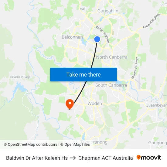 Baldwin Dr After Kaleen Hs to Chapman ACT Australia map