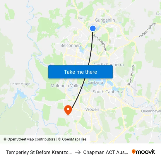 Temperley St Before Krantzcke Cct to Chapman ACT Australia map