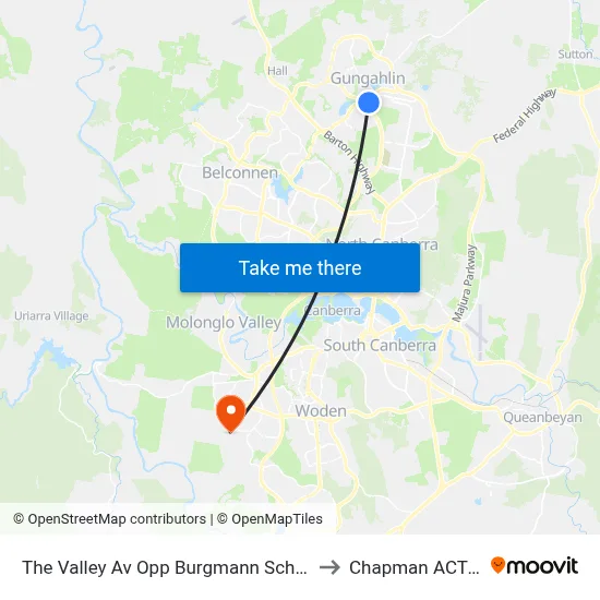 The Valley Av Opp Burgmann School Valley Campus to Chapman ACT Australia map