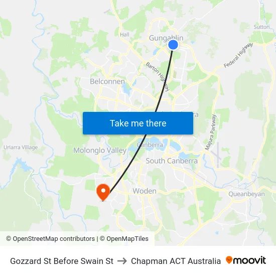 Gozzard St Before Swain St to Chapman ACT Australia map