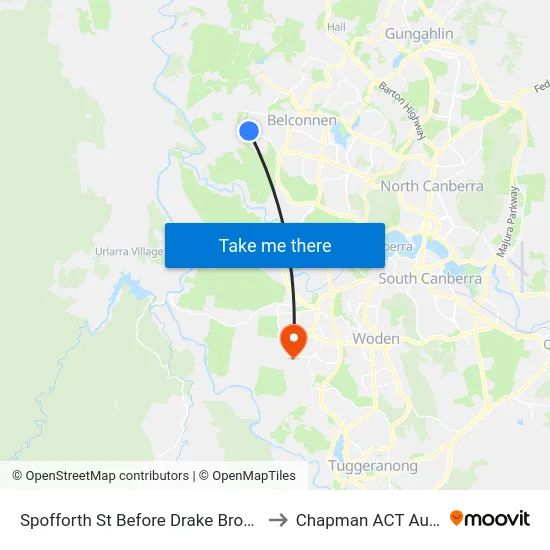 Spofforth St Before Drake Brockman Dr to Chapman ACT Australia map