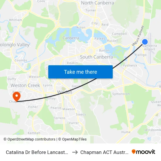Catalina Dr Before Lancaster Pl to Chapman ACT Australia map