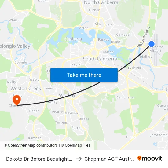 Dakota Dr Before Beaufighter St to Chapman ACT Australia map