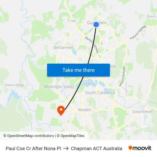 Paul Coe Cr After Nona Pl to Chapman ACT Australia map