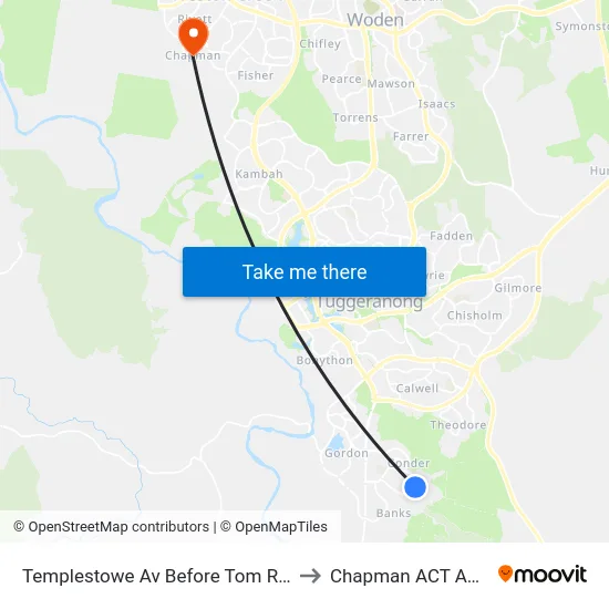 Templestowe Av Before Tom Roberts Av to Chapman ACT Australia map