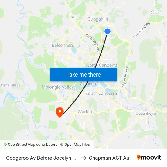 Oodgeroo Av Before Jocelyn Brown St to Chapman ACT Australia map