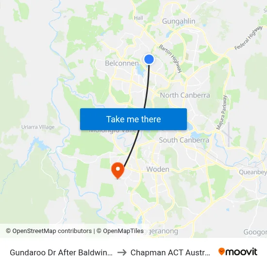 Gundaroo Dr After Baldwin Dr to Chapman ACT Australia map