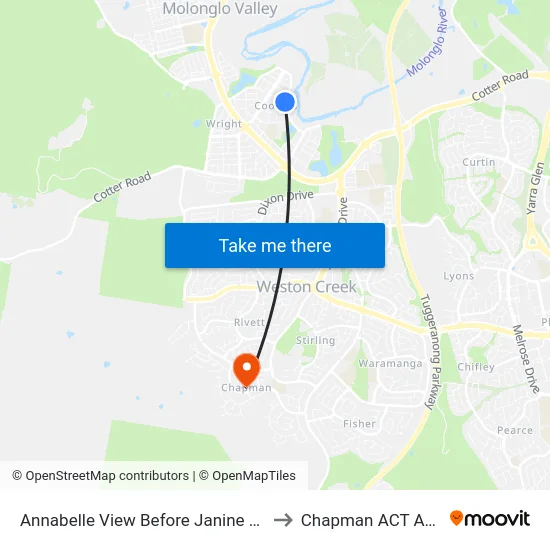 Annabelle View Before Janine Haines Tce to Chapman ACT Australia map