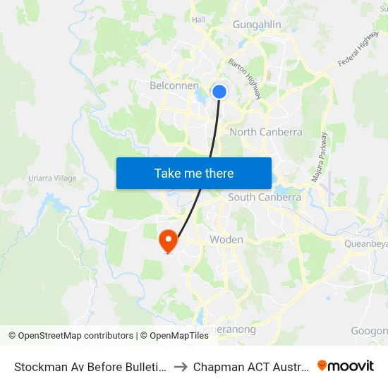 Stockman Av Before Bulletin St to Chapman ACT Australia map