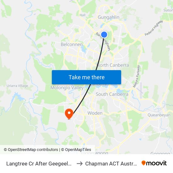 Langtree Cr After Geegeela St to Chapman ACT Australia map