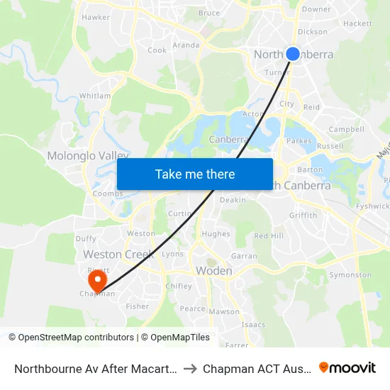 Northbourne Av After Macarthur Av to Chapman ACT Australia map
