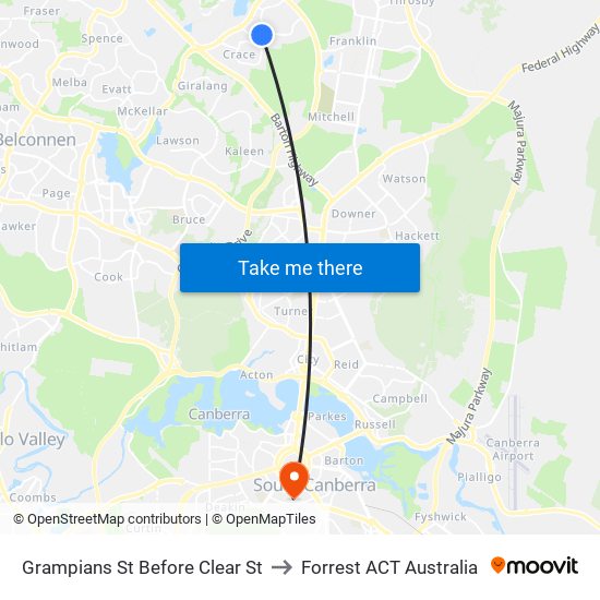 Grampians St Before Clear St to Forrest ACT Australia map