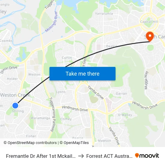 Fremantle Dr After 1st Mckail Cr to Forrest ACT Australia map