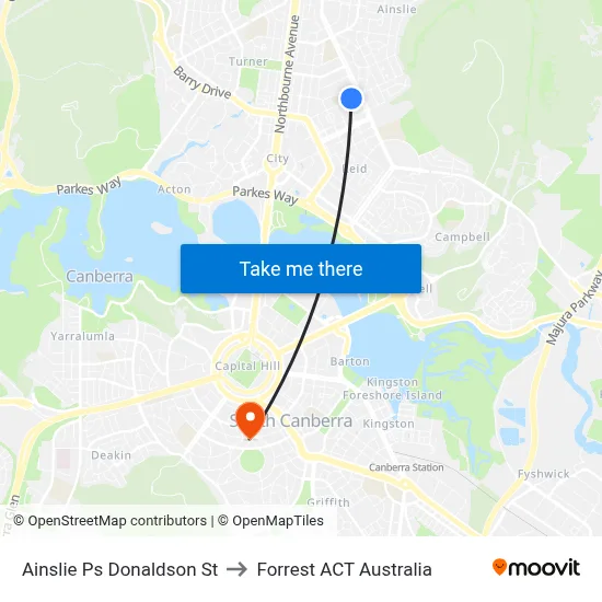 Ainslie Ps Donaldson St to Forrest ACT Australia map