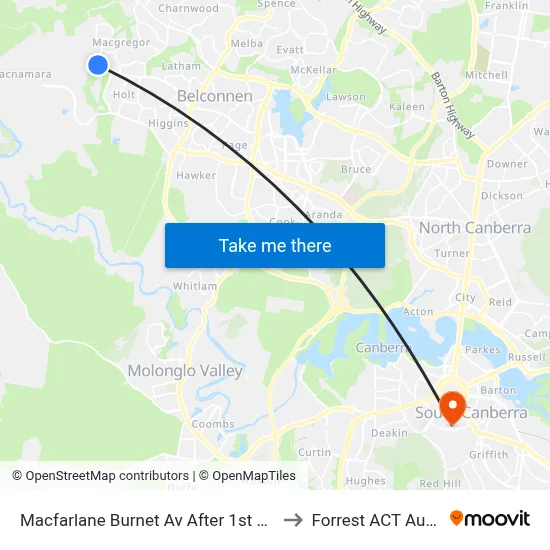 Macfarlane Burnet Av After 1st Eccles Cct to Forrest ACT Australia map