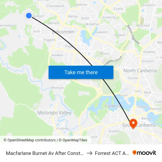 Macfarlane Burnet Av After Constance Stone St to Forrest ACT Australia map
