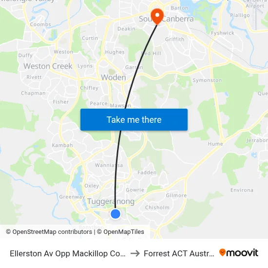 Ellerston Av Opp Mackillop College to Forrest ACT Australia map