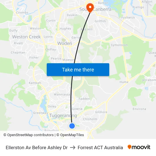 Ellerston Av Before Ashley Dr to Forrest ACT Australia map