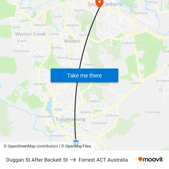 Duggan St After Beckett St to Forrest ACT Australia map