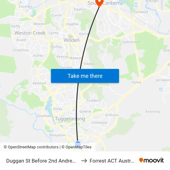 Duggan St Before 2nd Andrew Cr to Forrest ACT Australia map