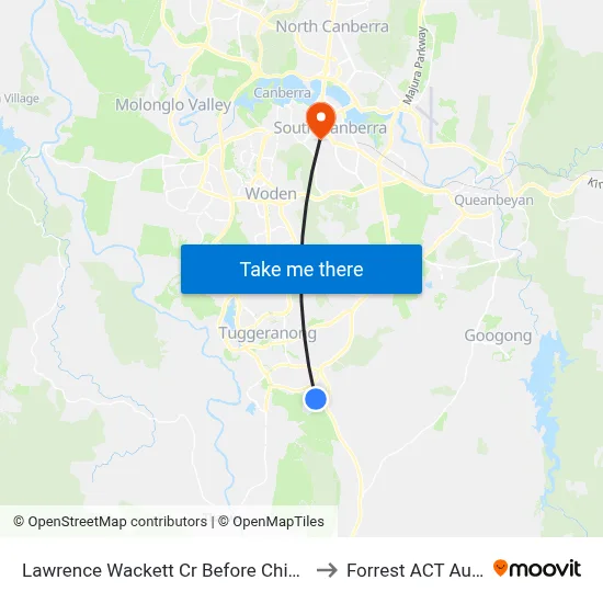Lawrence Wackett Cr Before Chippindall Cct to Forrest ACT Australia map